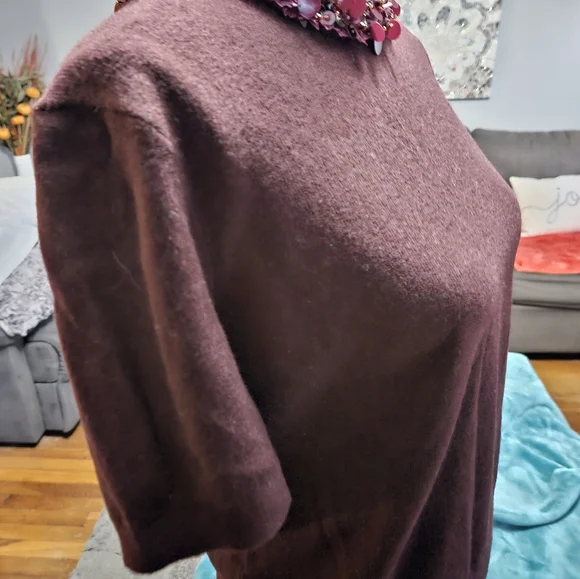 Tory Burch Burgandy Embellished Neckline Sweater - Picture 4 of 8